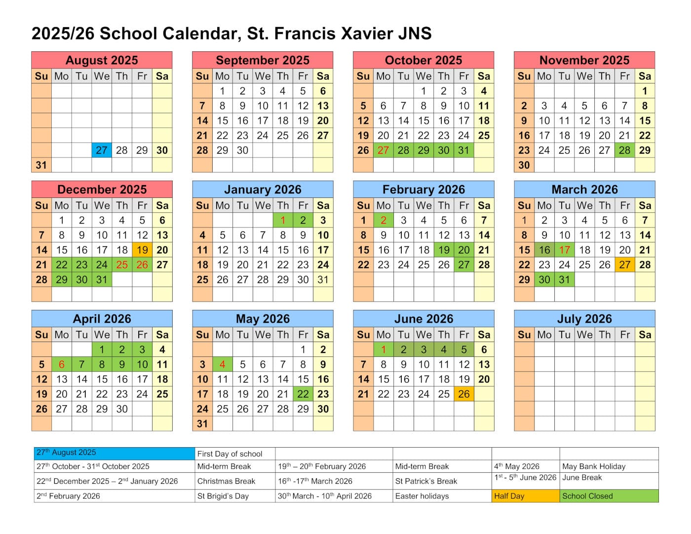 Calendar 2025 2026 updated